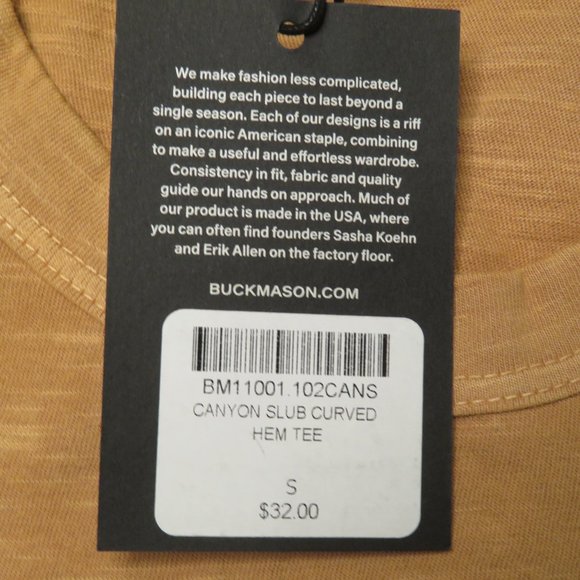 Buck Mason Mens Slub T-Shirt Curved Hem Crew S/S - Picture 10 of 12